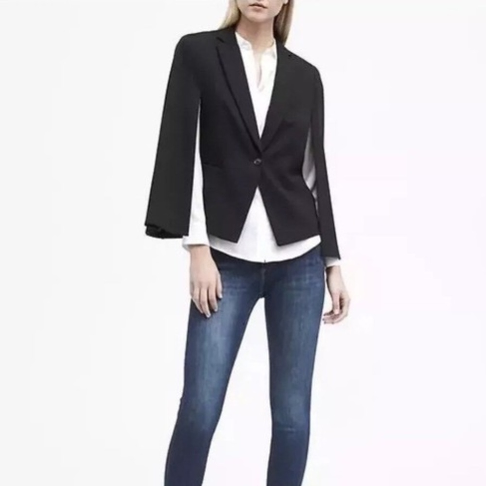 Banana Republic Black Ponte Knit Poncho/Cape